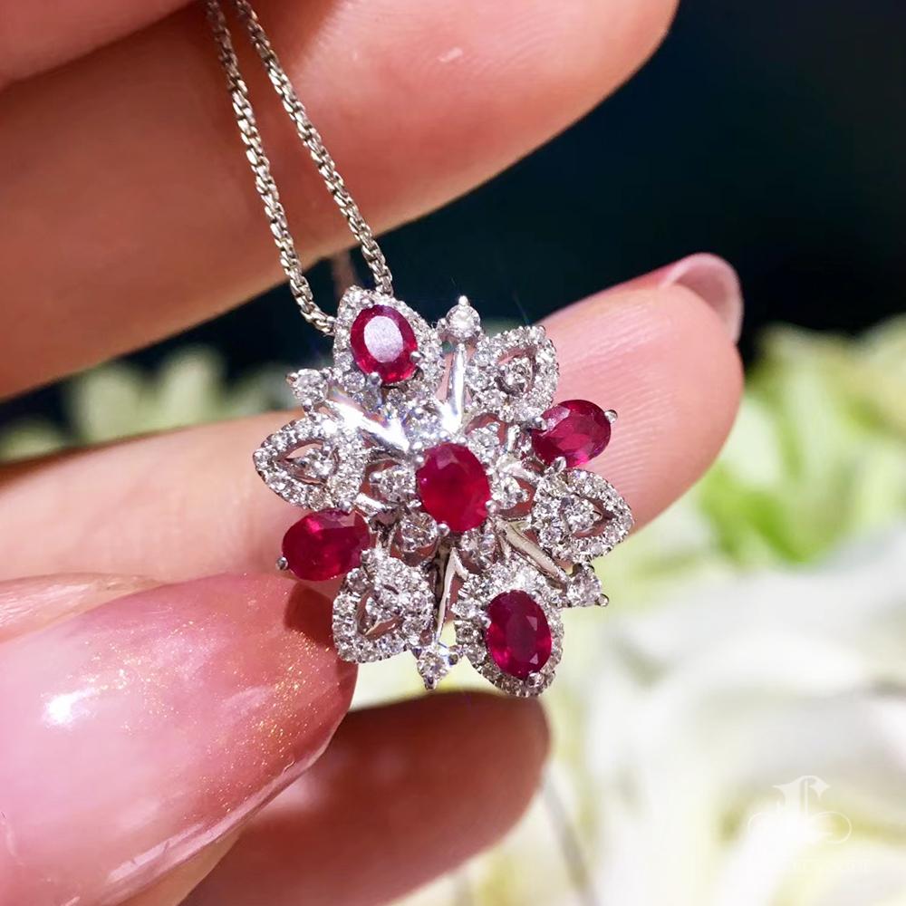 【Crown Radiance】Regal Starburst Ruby & South Sea Pearl 2-in-1 Pendant Necklace Neuf - En vente à New York, NY