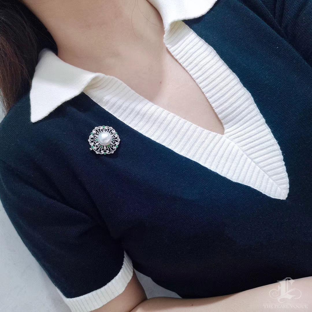 【Corona Resplandor】Convertible Imperial Bloom Esmeralda Mar del Sur Broche Perla Pendan en venta 6