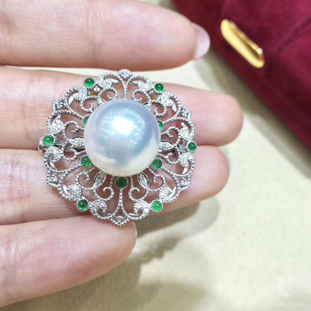 【Corona Resplandor】Convertible Imperial Bloom Esmeralda Mar del Sur Broche Perla Pendan en venta 1