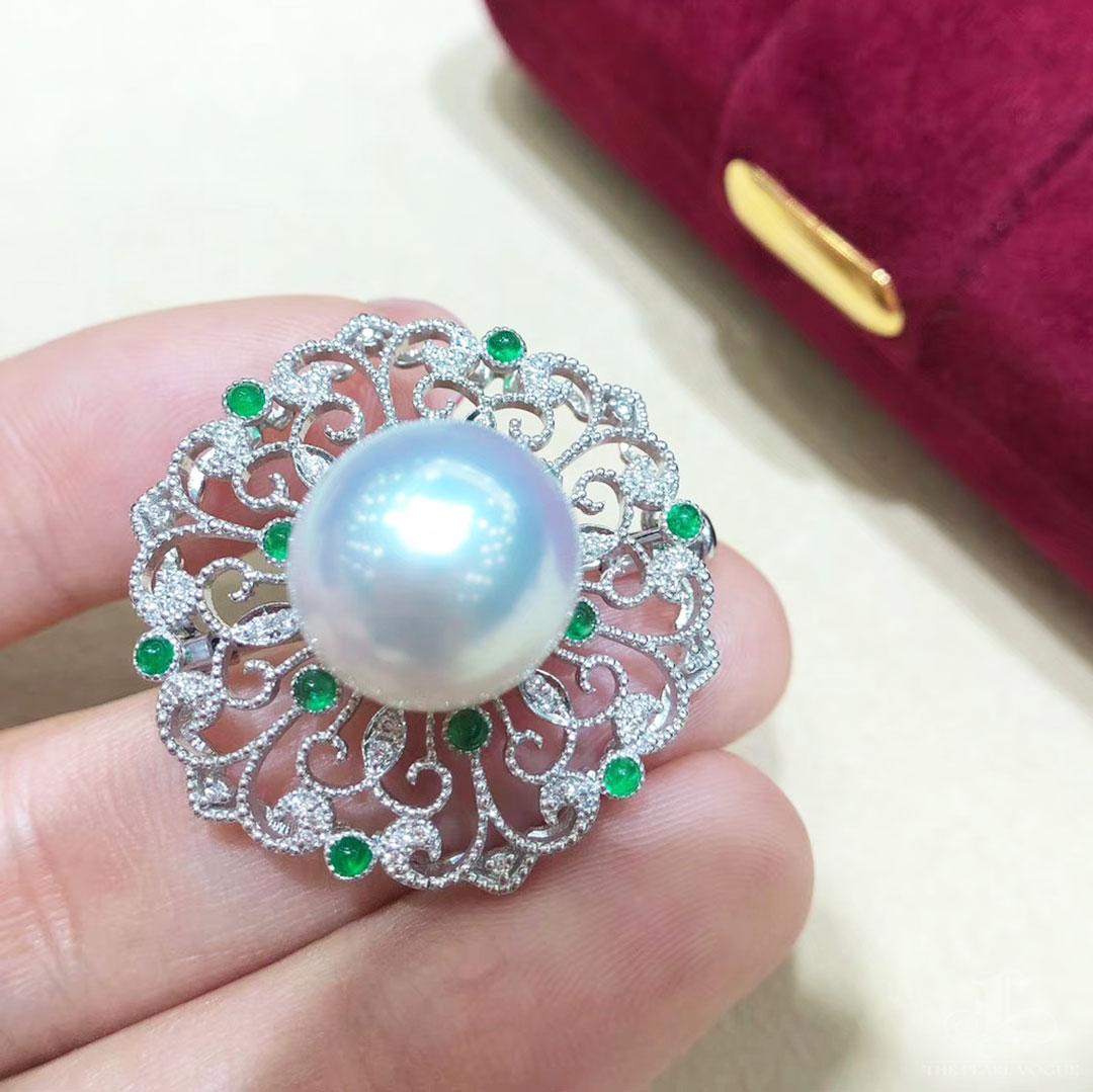 【Corona Resplandor】Convertible Imperial Bloom Esmeralda Mar del Sur Broche Perla Pendan en venta 2
