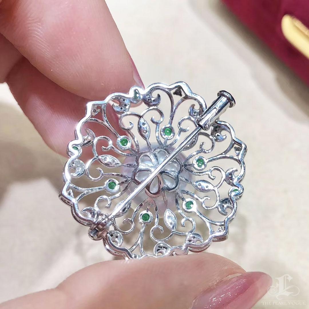 【Corona Resplandor】Convertible Imperial Bloom Esmeralda Mar del Sur Broche Perla Pendan en venta 4