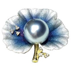 Hibiscus Aurora Tahitian Pearl Diamond Dush Pendant
