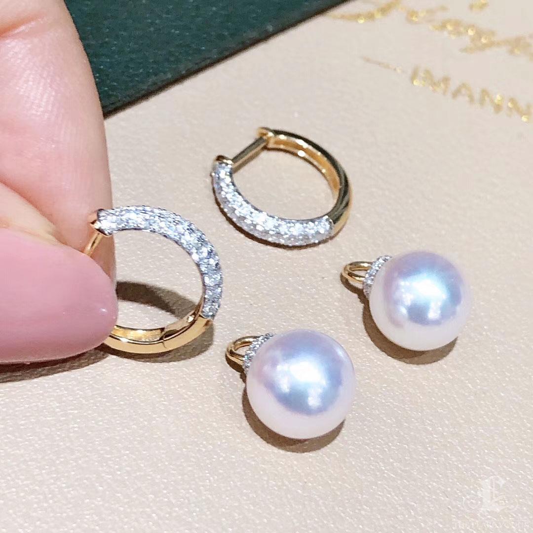 【Lustre Arc】Convertible 3-in-1 Aurora Akoya Pearl Diamond Jewelry For Sale 1