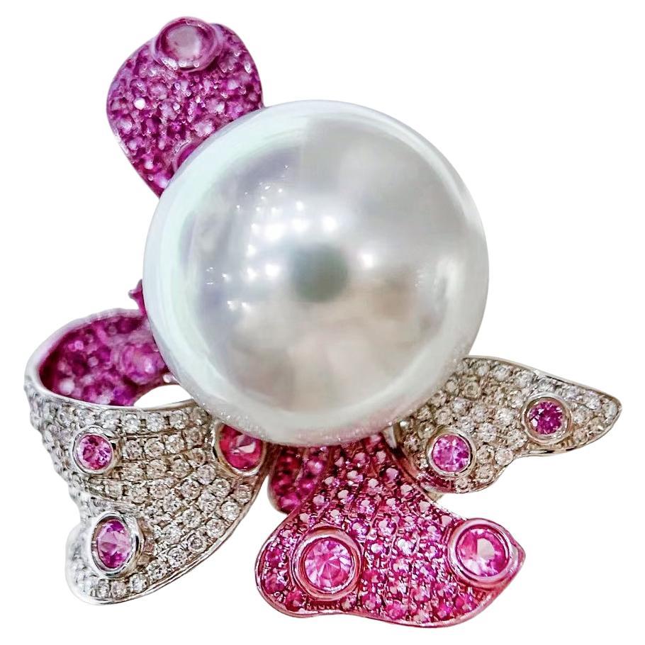 【Vine Symphony】Convertible Blossom Trio South Sea Pearl Sapphire Diamond Jewelry