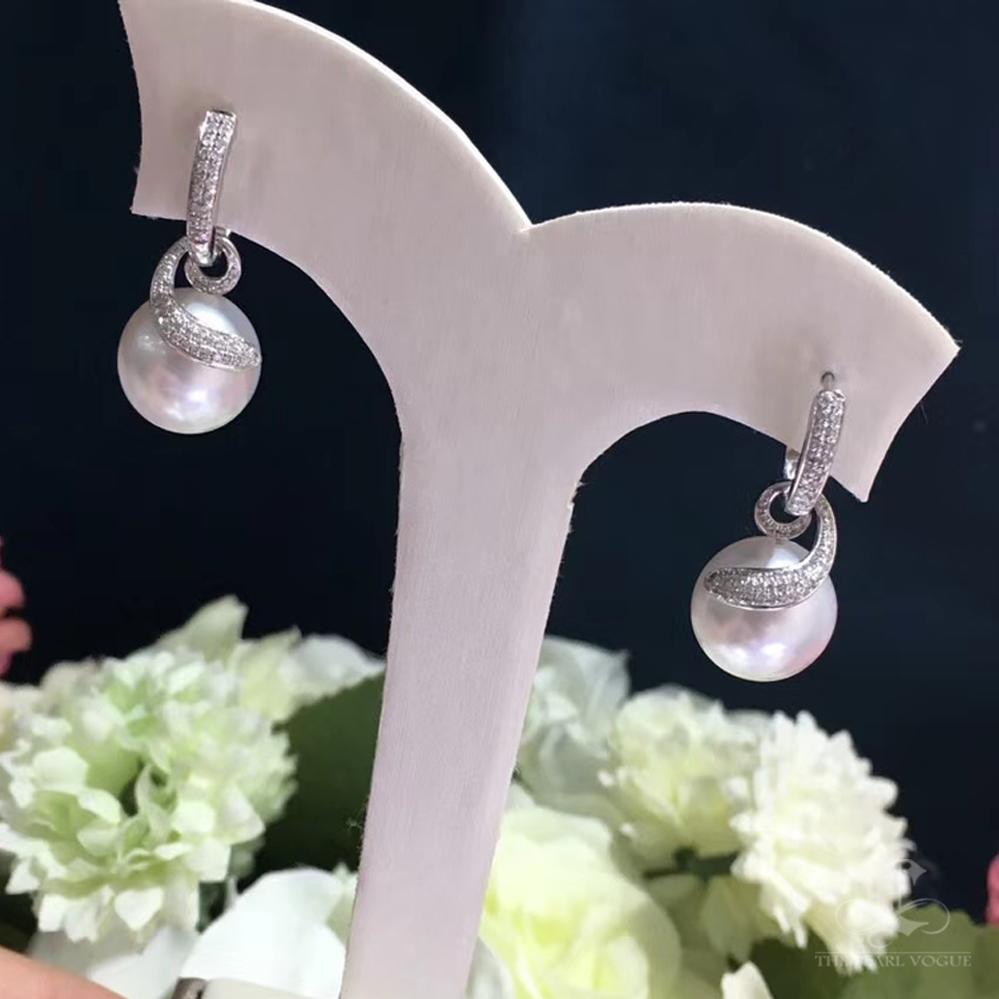 Women's 【Sculpted Geometry】Convertible Twist-Hoop Aurora South Sea Pearl Diamond Earring For Sale
