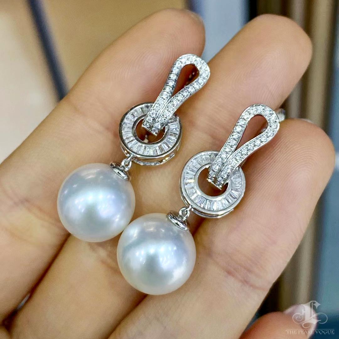 【Pendientes de aro convertibles con perlas del mar del sur 3 en 1 de Esculpida Geometría】Aurora en venta 3
