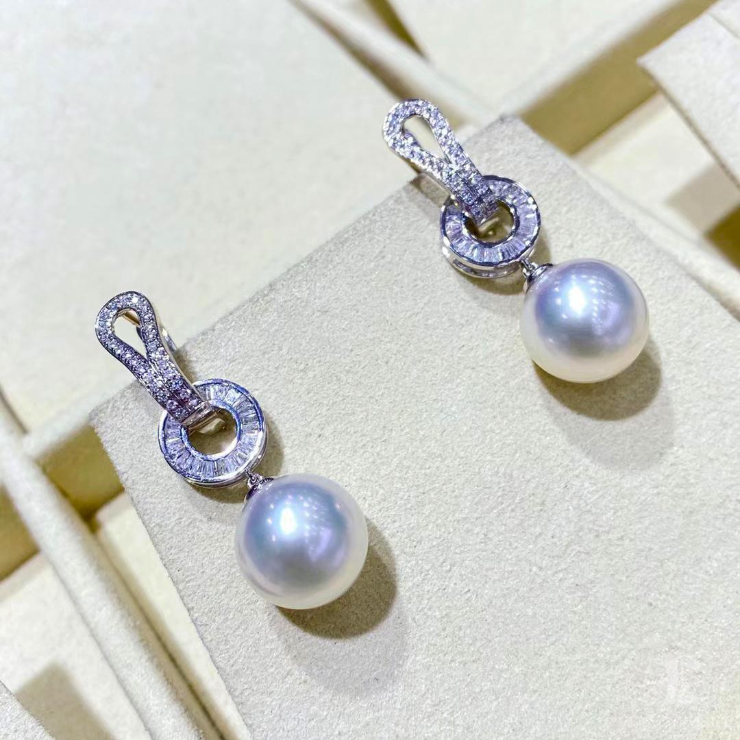 【Pendientes de aro convertibles con perlas del mar del sur 3 en 1 de Esculpida Geometría】Aurora en venta 4