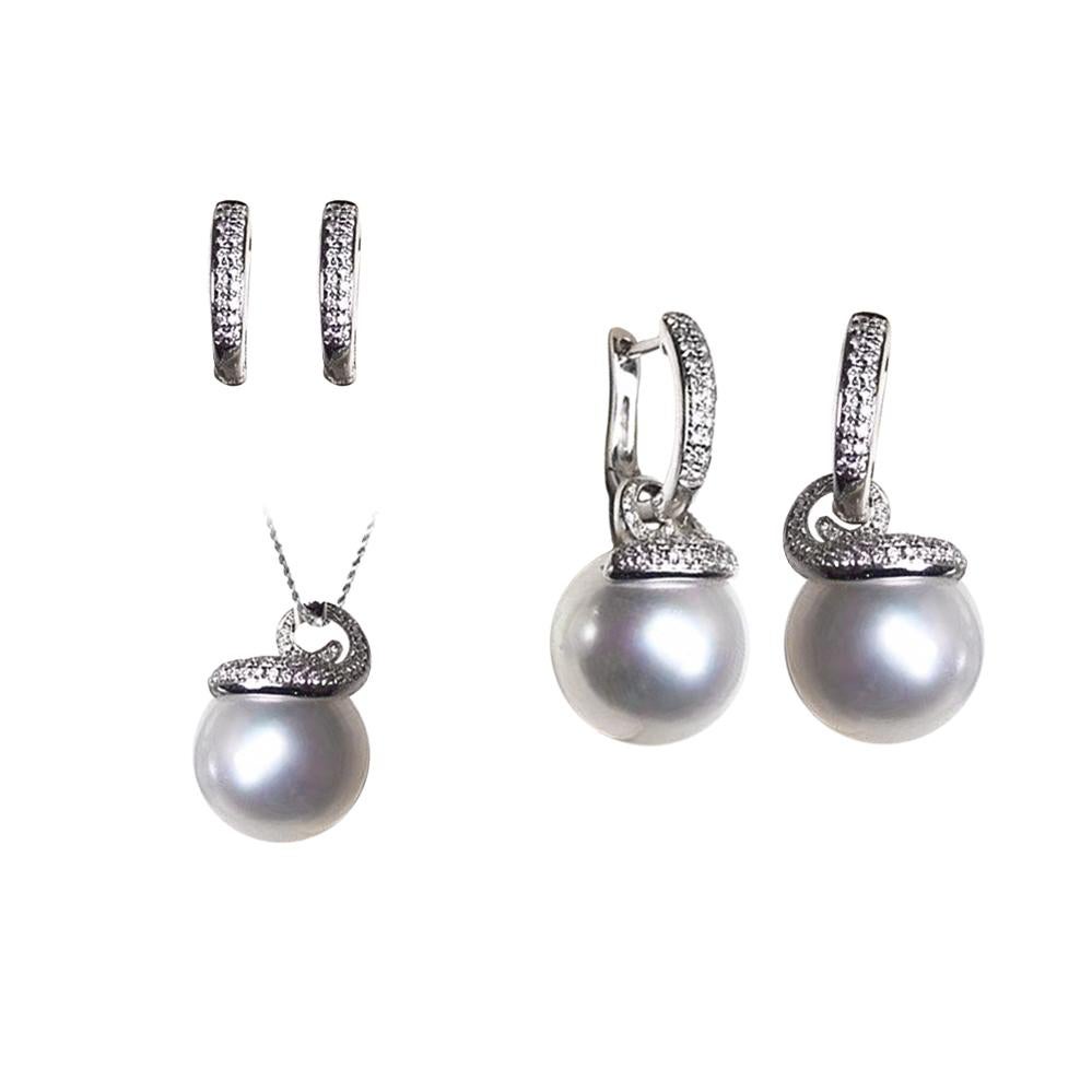 【Sculpted Geometry】Convertible Twist-Hoop Aurora South Sea Pearl Diamond Earring