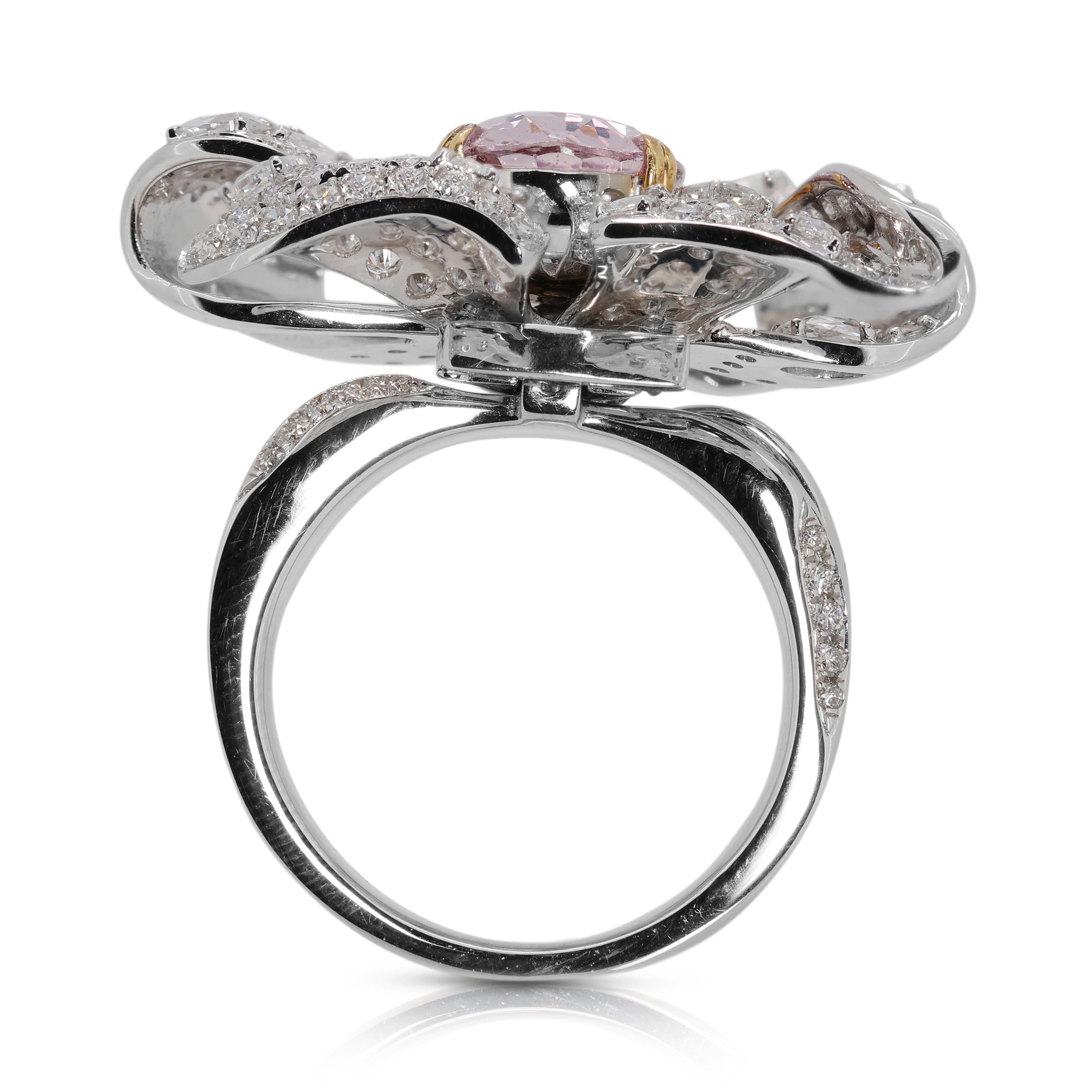Anillo/Colgante Convertible de 8 quilates de Padparadscha y Diamante Natural con TGL en venta 6