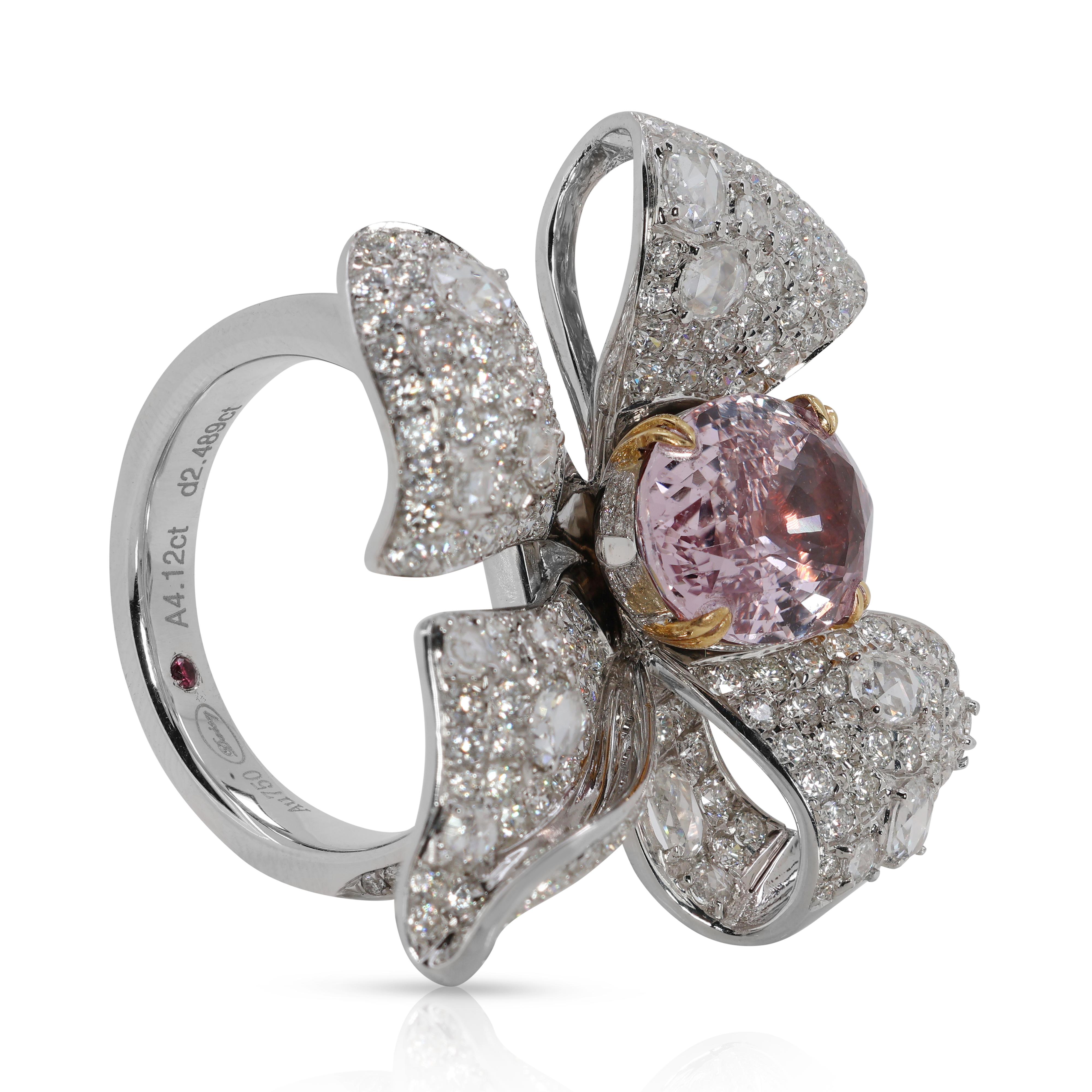 Anillo/Colgante Convertible de 8 quilates de Padparadscha y Diamante Natural con TGL en venta 8