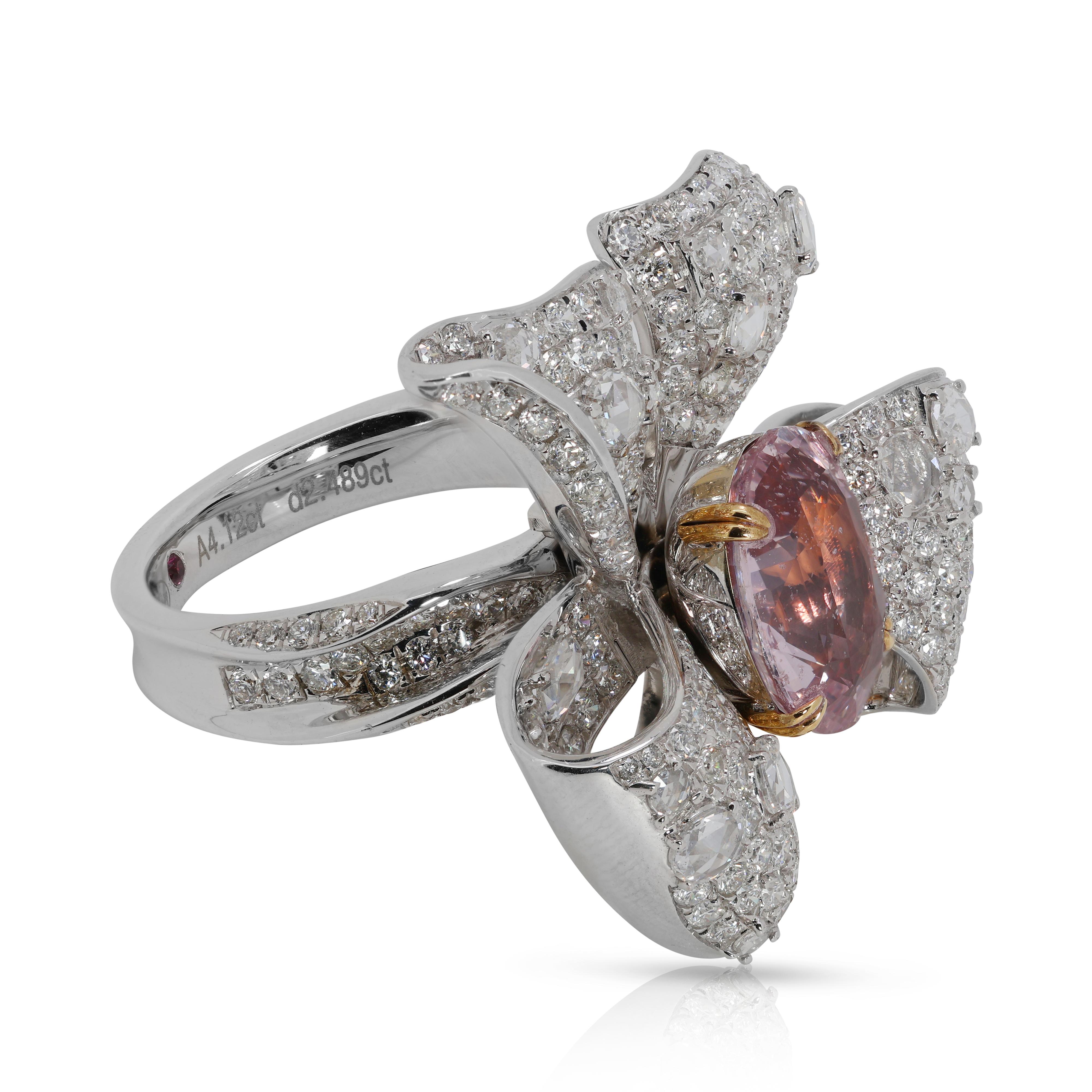 Anillo/Colgante Convertible de 8 quilates de Padparadscha y Diamante Natural con TGL en venta 9