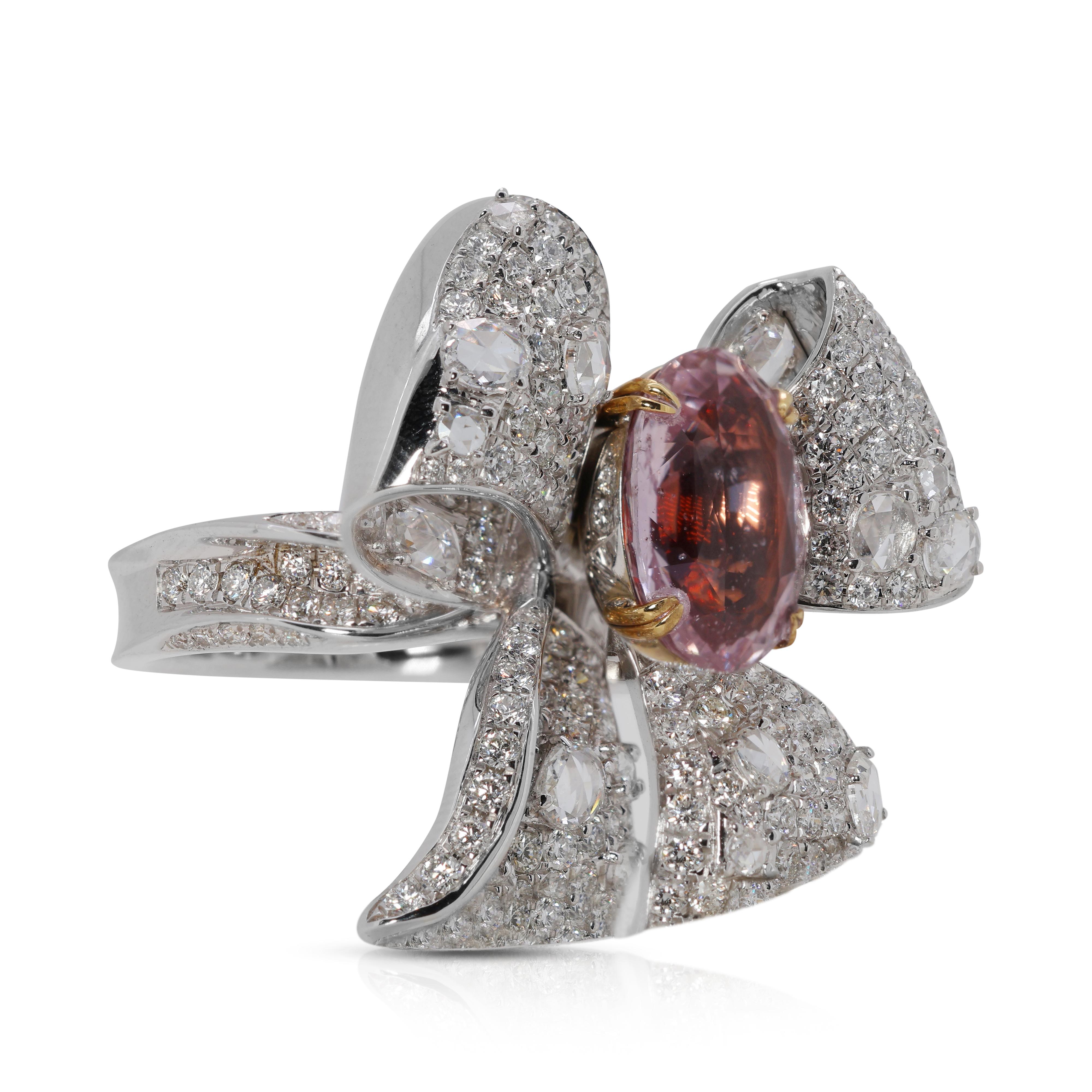 Anillo/Colgante Convertible de 8 quilates de Padparadscha y Diamante Natural con TGL Corte oval en venta