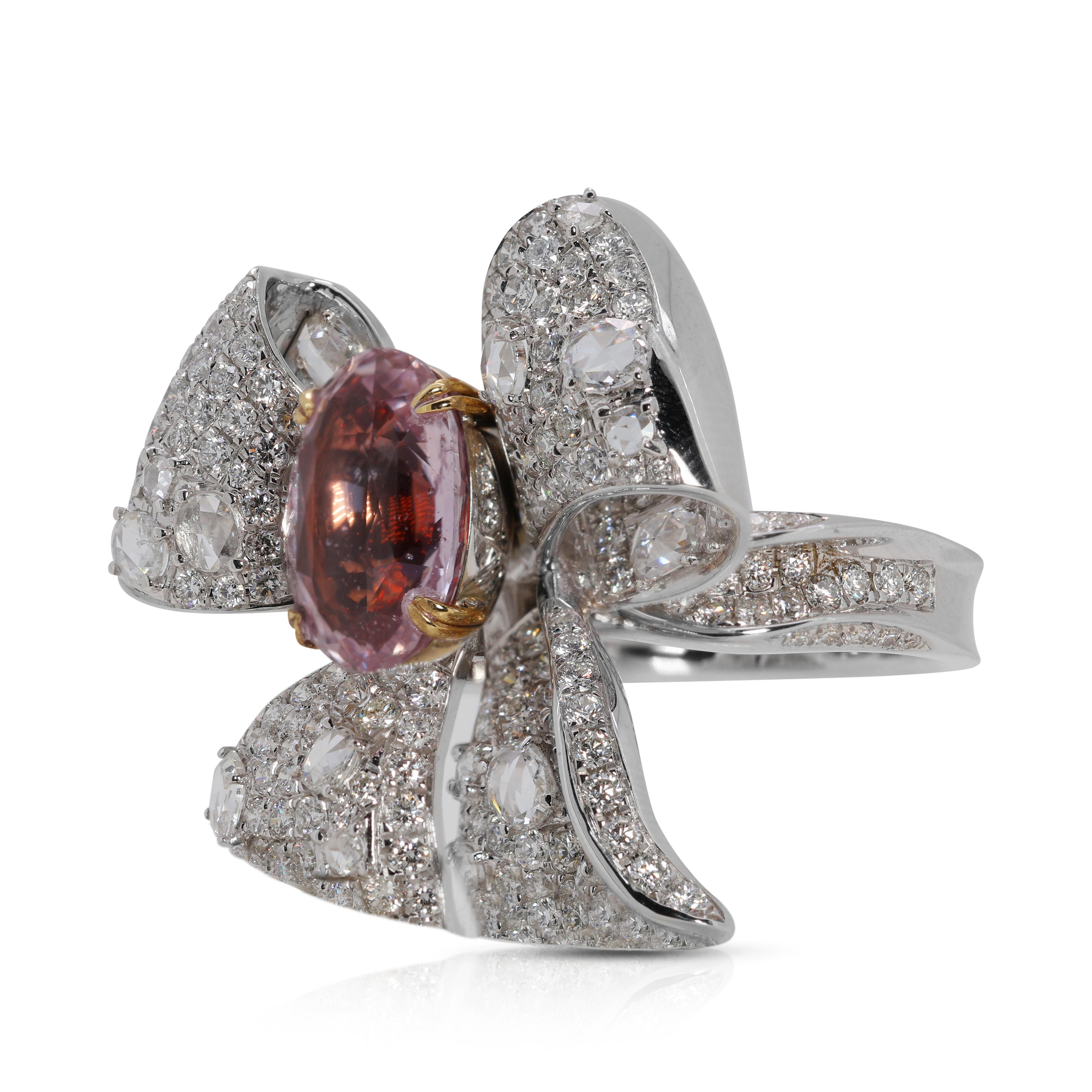 Anillo/Colgante Convertible de 8 quilates de Padparadscha y Diamante Natural con TGL en Nuevo estado para la venta en רמת גן, IL