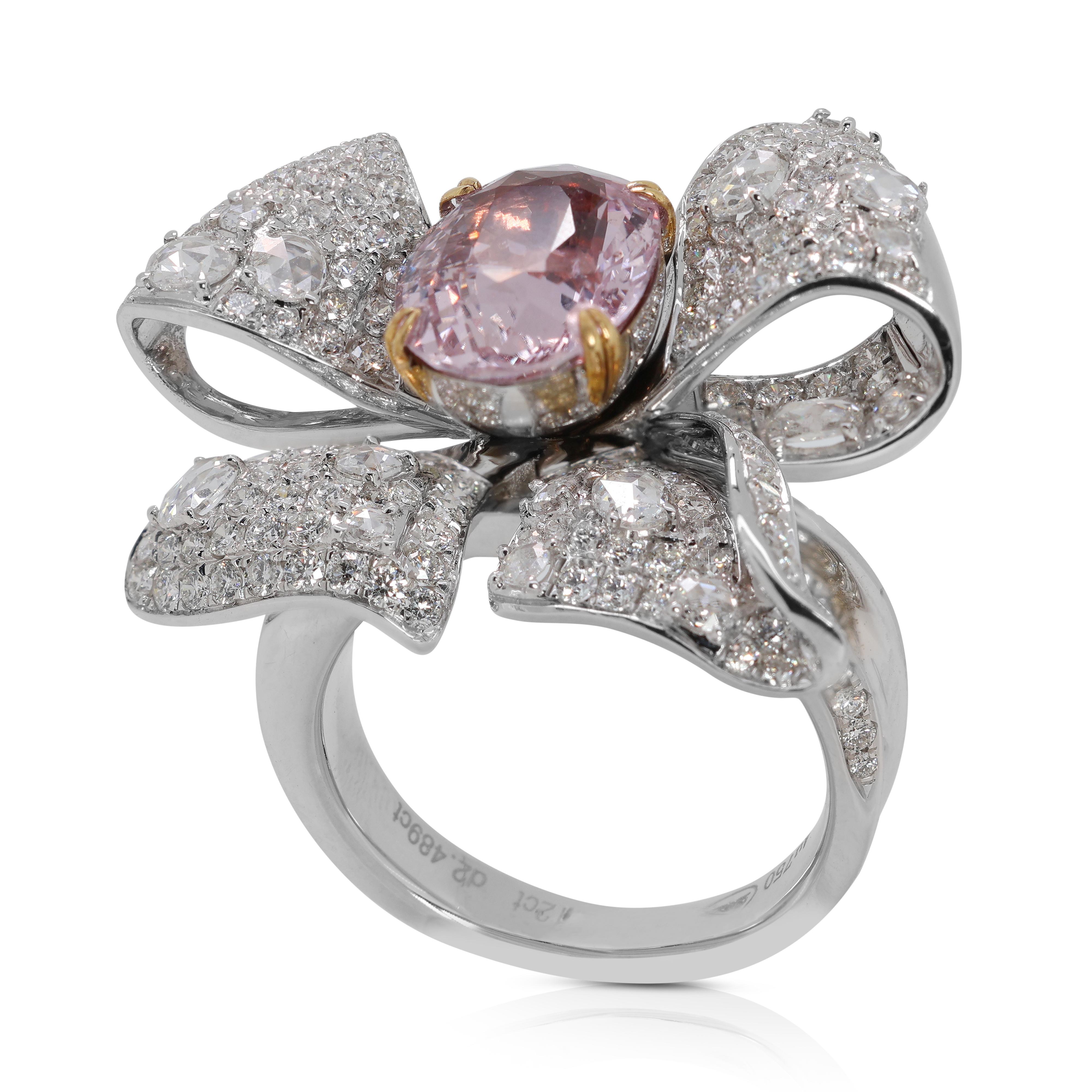 De las mujeres Anillo/Colgante Convertible de 8 quilates de Padparadscha y Diamante Natural con TGL en venta