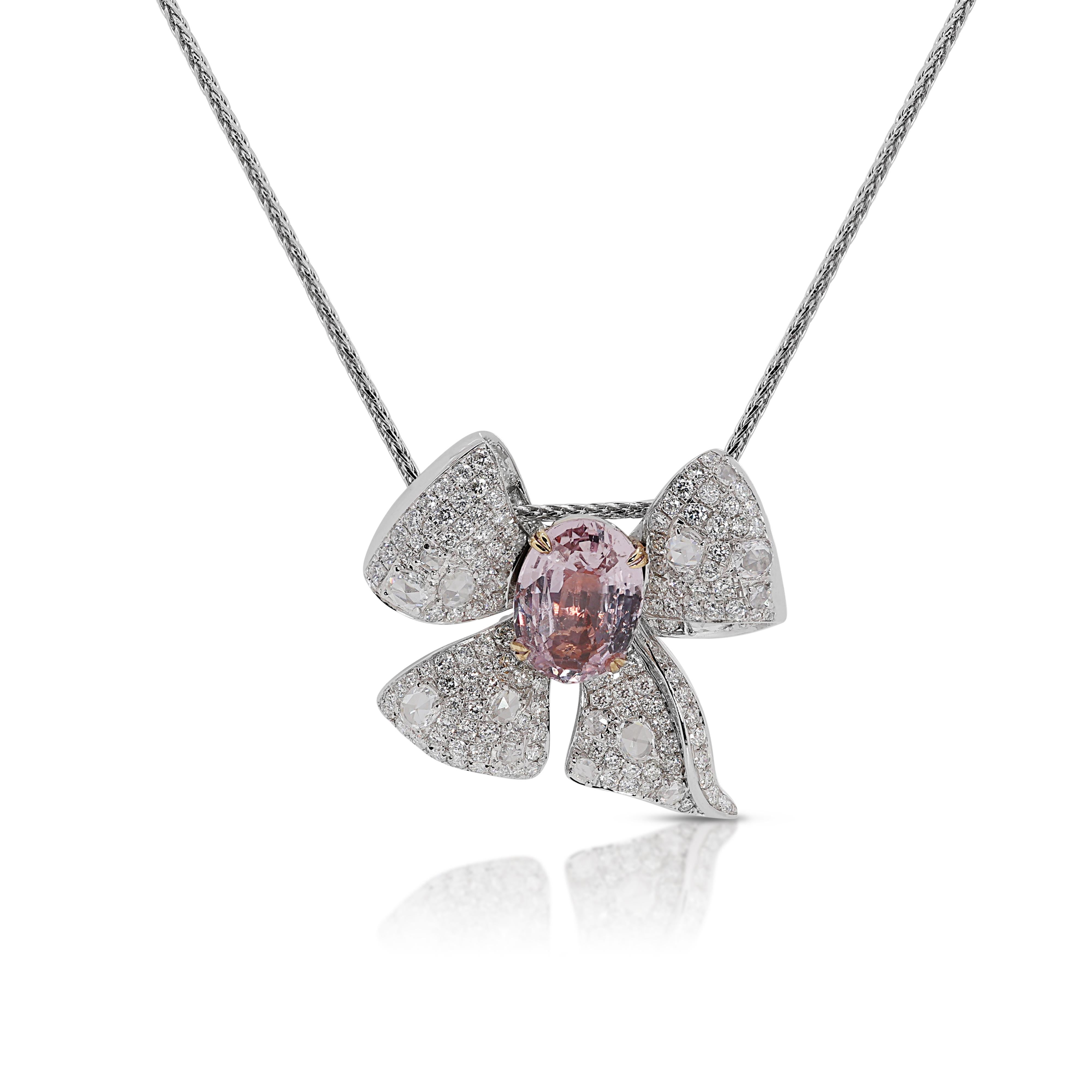 Anillo/Colgante Convertible de 8 quilates de Padparadscha y Diamante Natural con TGL en venta 1
