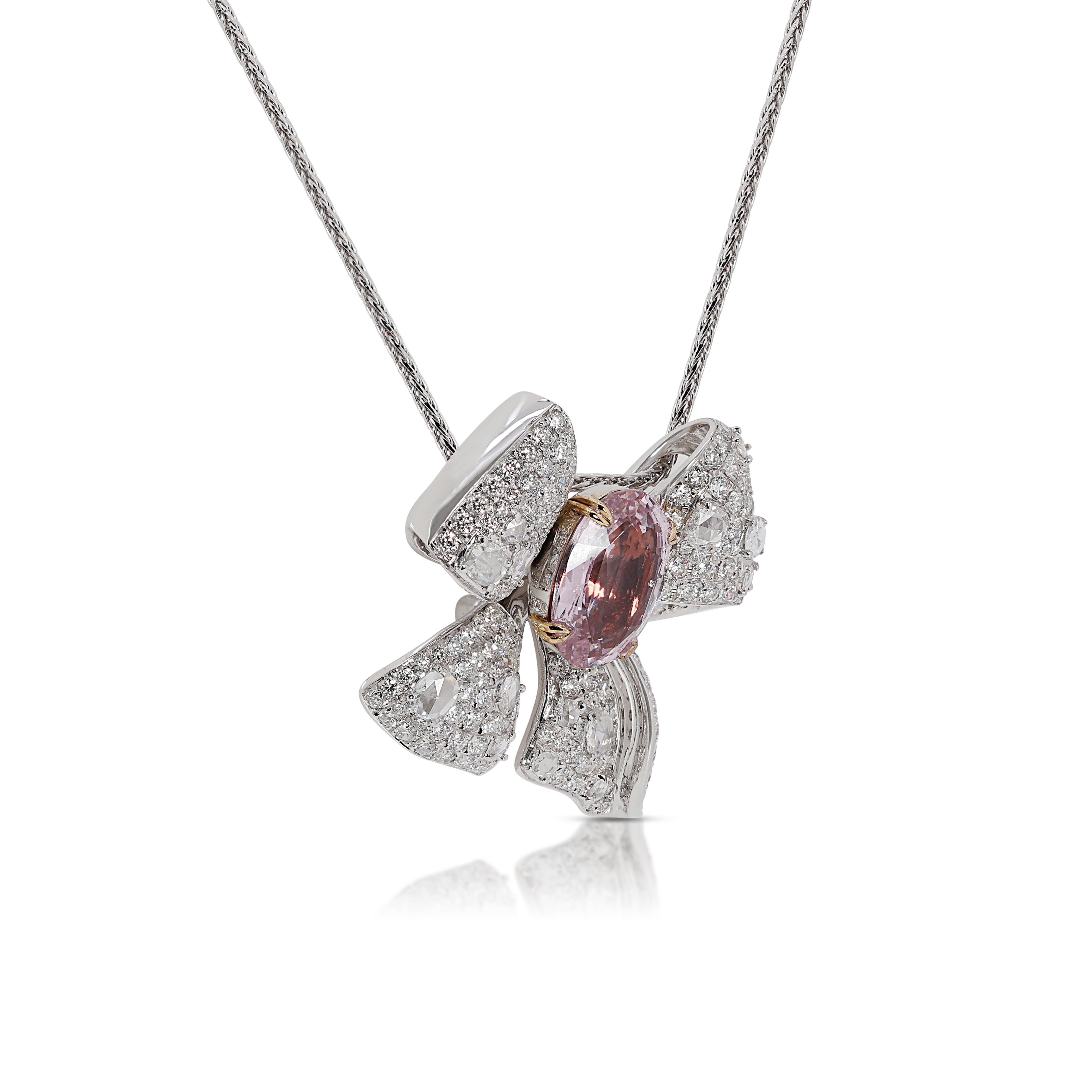 Anillo/Colgante Convertible de 8 quilates de Padparadscha y Diamante Natural con TGL en venta 2