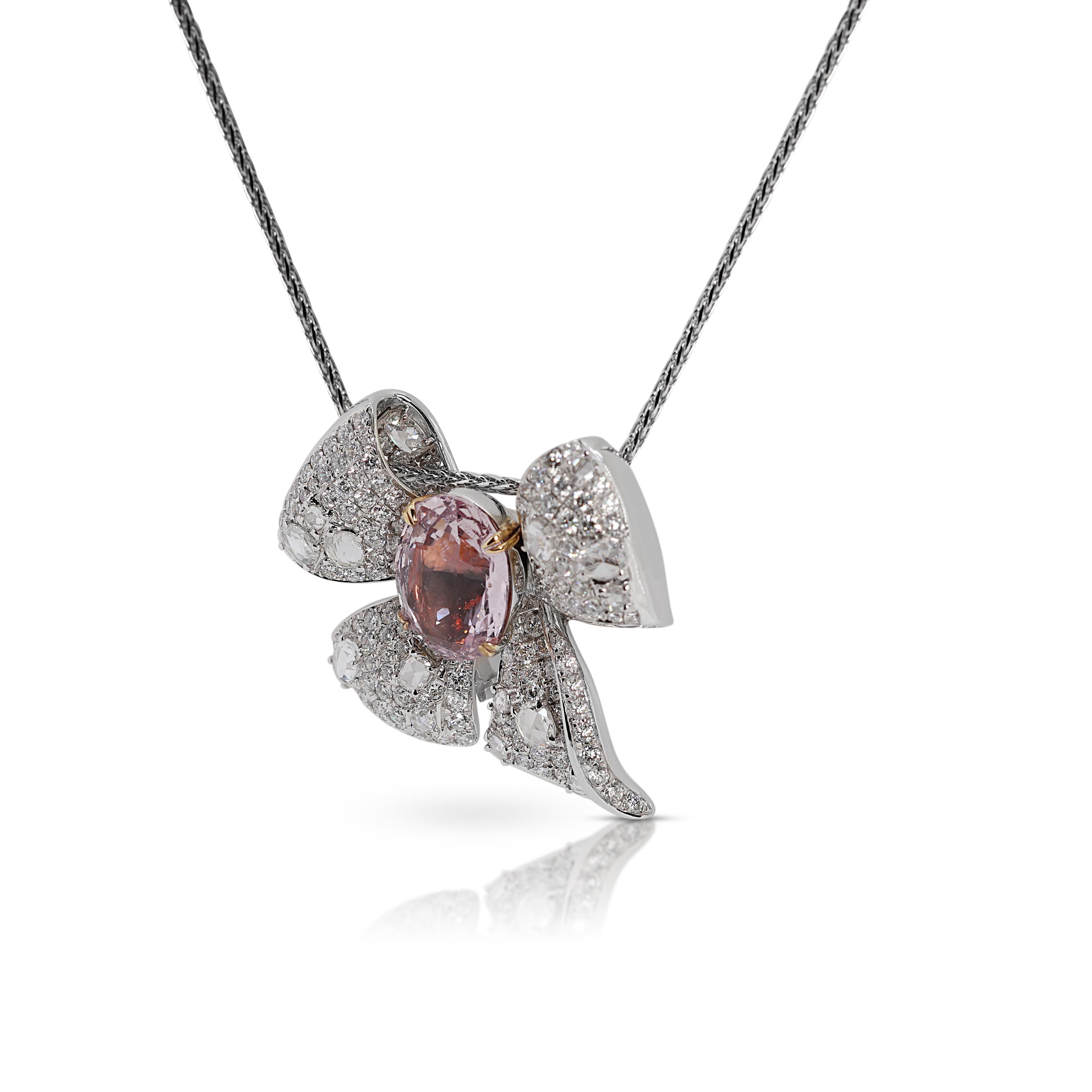 Anillo/Colgante Convertible de 8 quilates de Padparadscha y Diamante Natural con TGL en venta 3