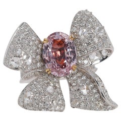 Bague/pendentif convertible en diamants padparadscha et naturels de 8 carats avec TGL