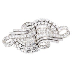 Convertible 9.92 Carat Diamond Platinum Art Deco Era Brooch