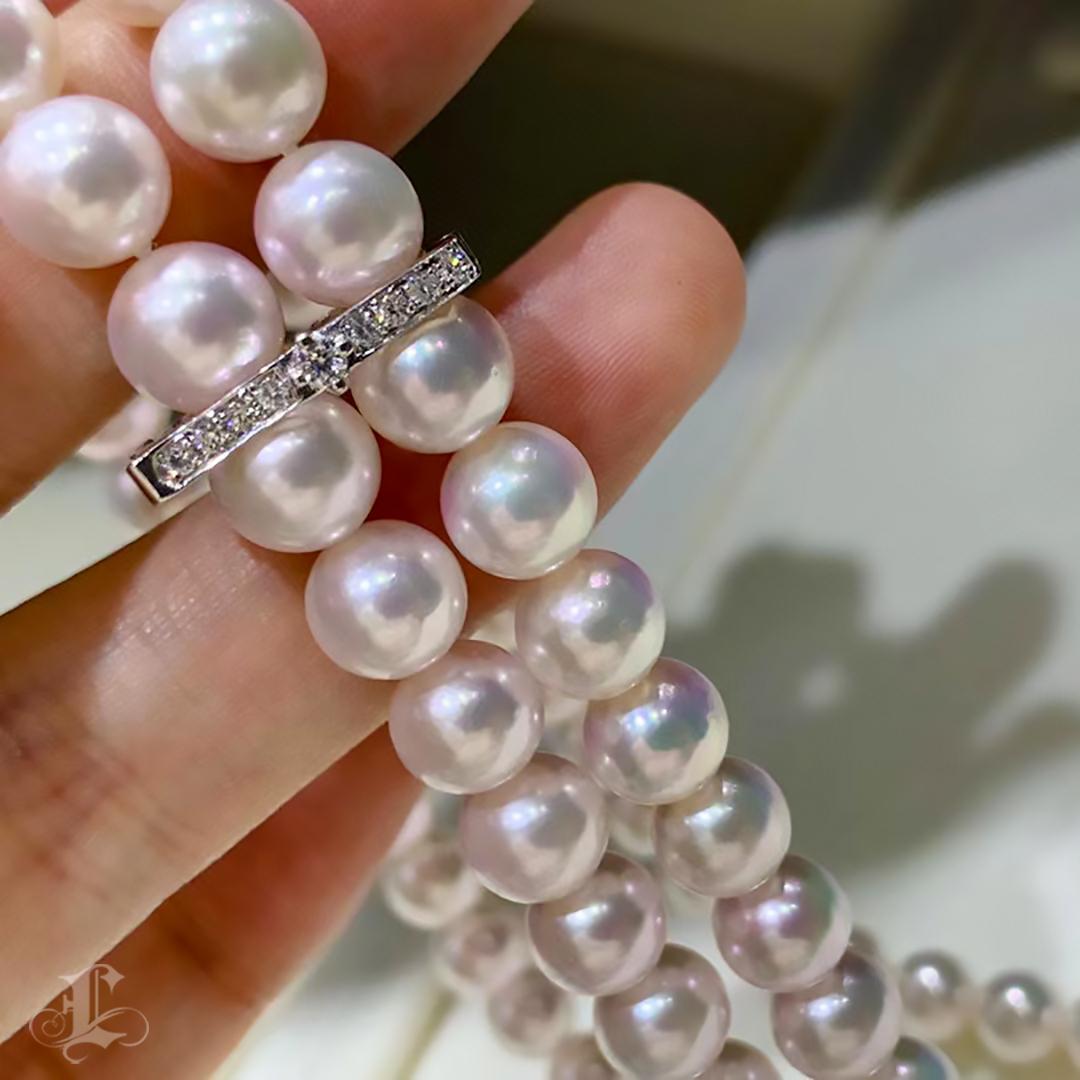 【 Sculpted Geometry】Convertible Y-Line Akoya Pearl Diamond Sweater Necklace In New Condition For Sale In New York, NY