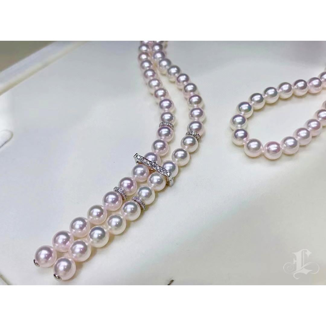 【 Sculpted Geometry】Convertible Y-Line Akoya Pearl Diamond Sweater Necklace For Sale 1