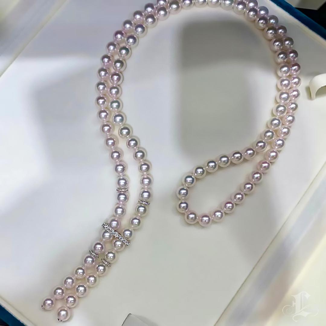 【 Sculpted Geometry】Convertible Y-Line Akoya Pearl Diamond Sweater Necklace For Sale 2