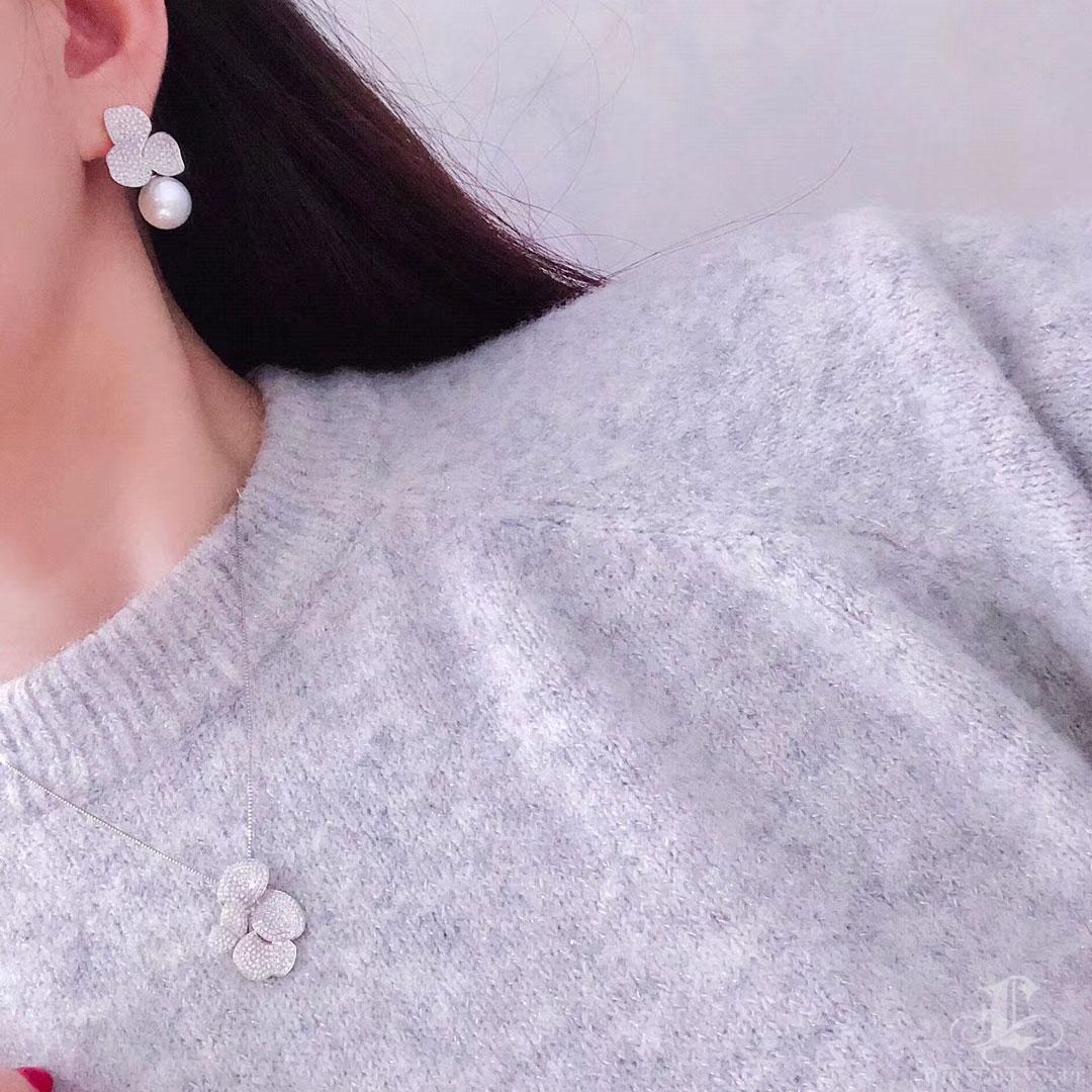 【Lustre Arc】Bloom-Heart Aurora AAA Akoya Pearl Diamond Convertible Necklace For Sale 6