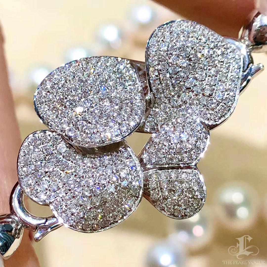 【Lustre Arc】Bloom-Heart Aurora AAA Akoya Pearl Diamond Convertible Necklace In New Condition For Sale In New York, NY