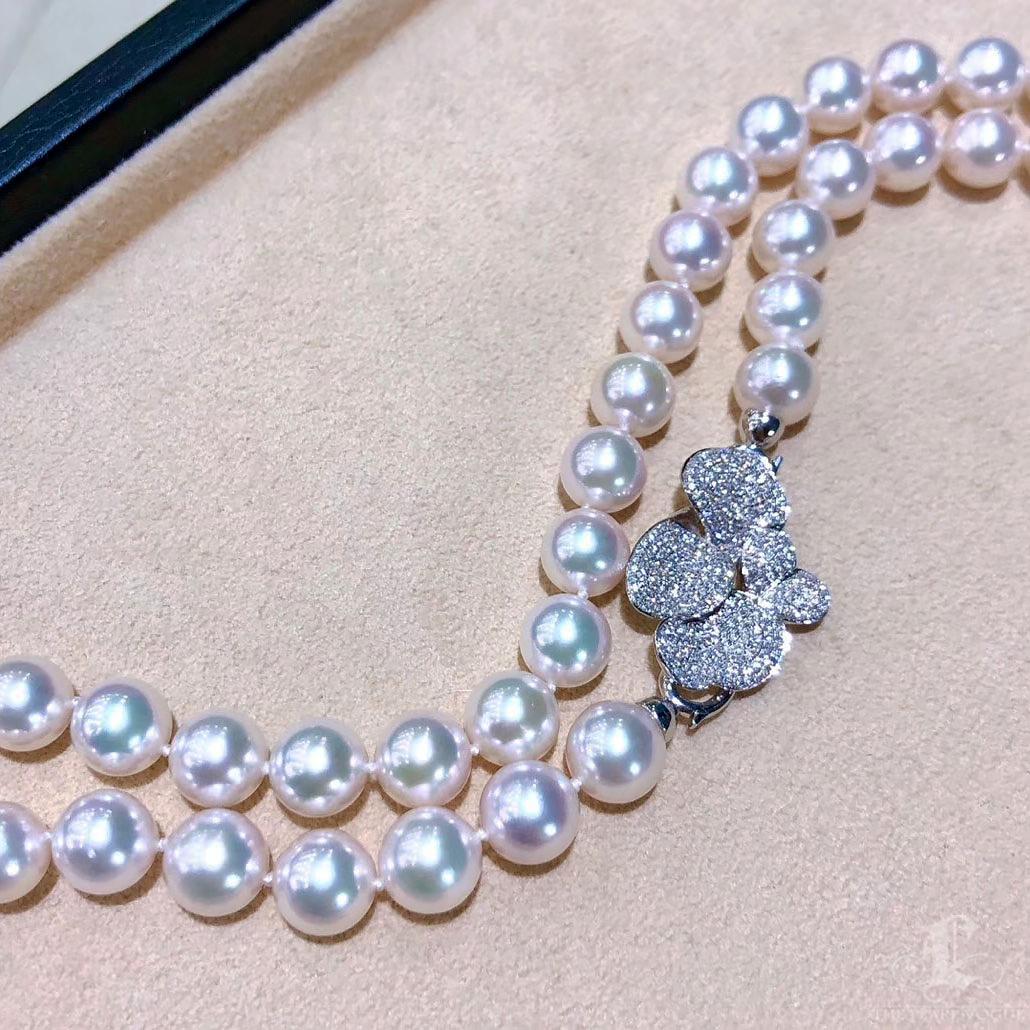 Women's 【Lustre Arc】Bloom-Heart Aurora AAA Akoya Pearl Diamond Convertible Necklace For Sale