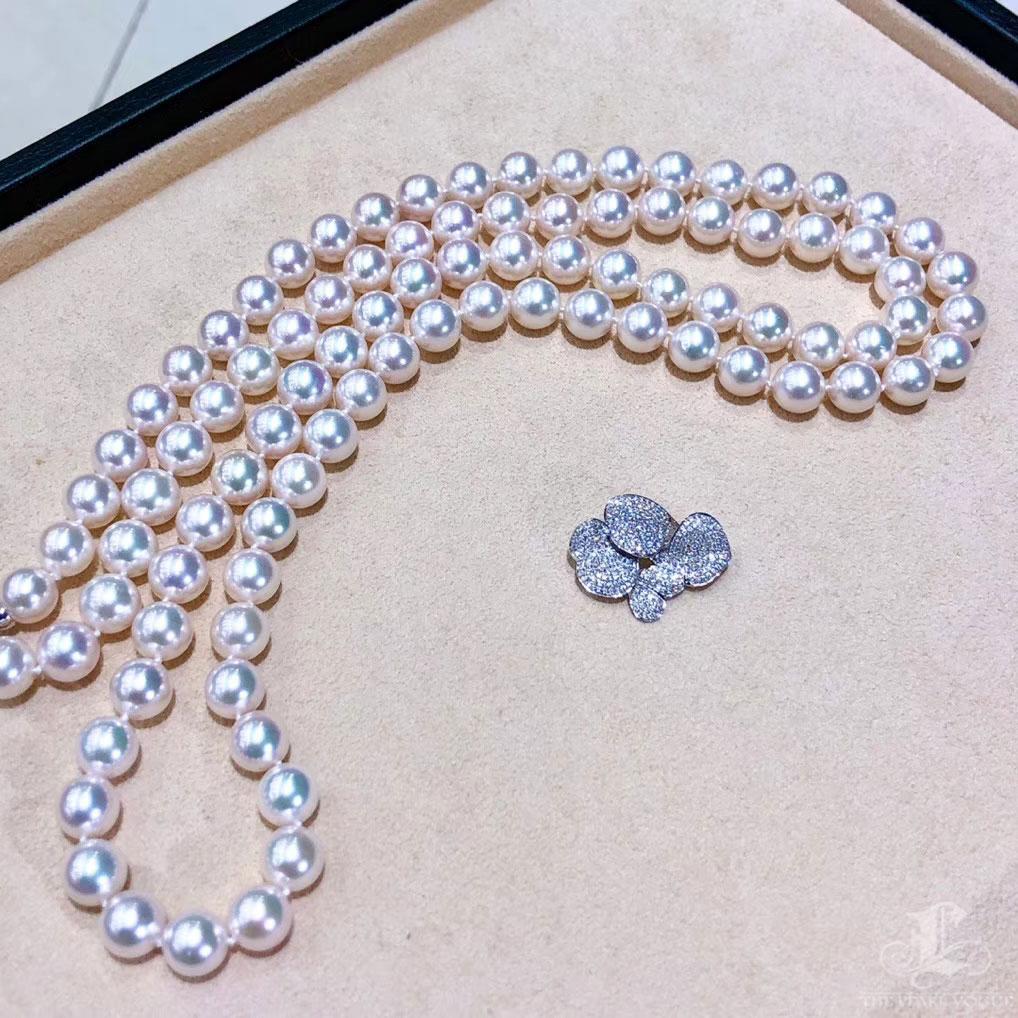【Lustre Arc】Bloom-Heart Aurora AAA Akoya Pearl Diamond Convertible Necklace For Sale 3