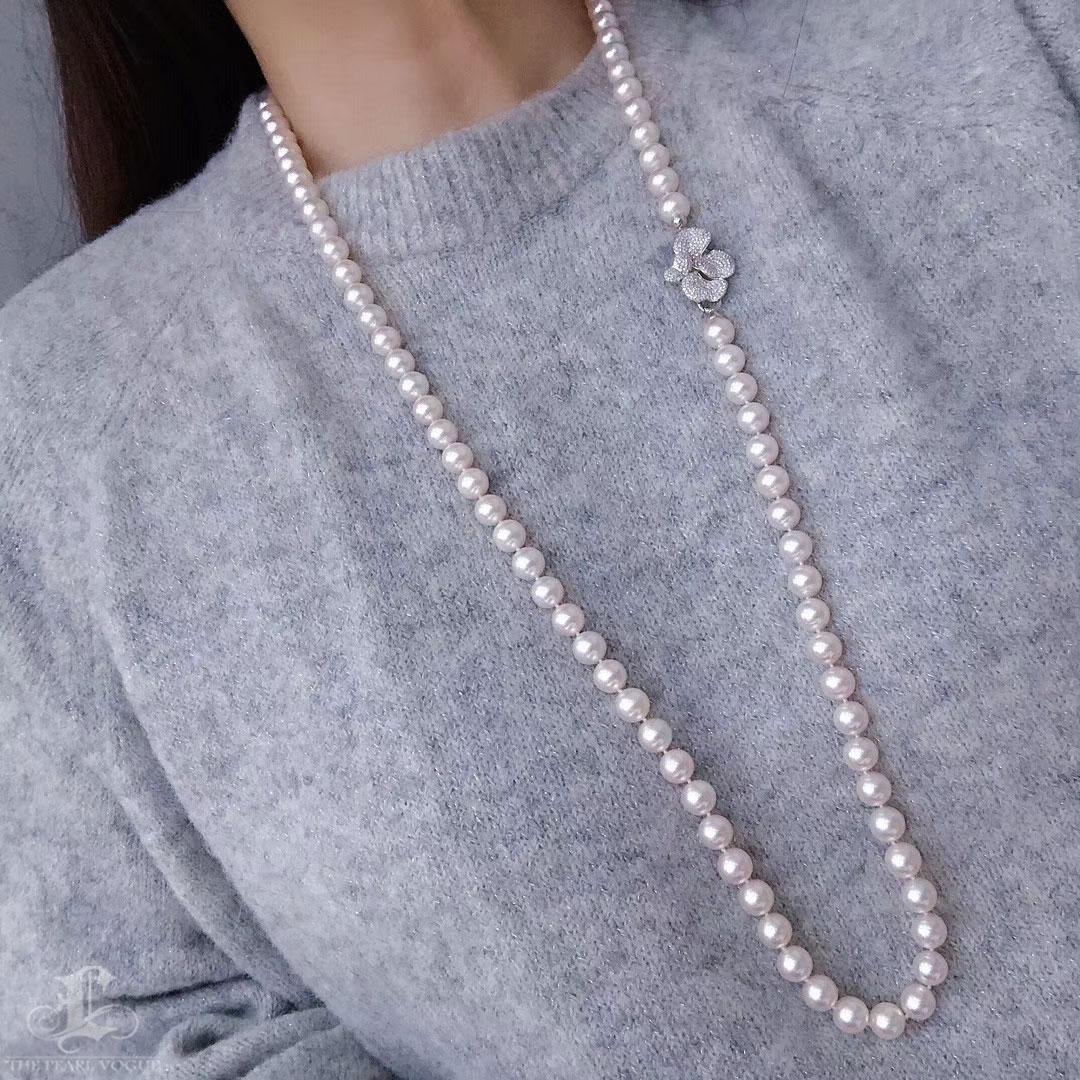 【Lustre Arc】Bloom-Heart Aurora AAA Akoya Pearl Diamond Convertible Necklace For Sale 4