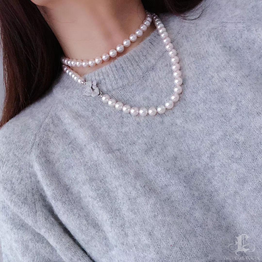 【Lustre Arc】Bloom-Heart Aurora AAA Akoya Pearl Diamond Convertible Necklace For Sale 5
