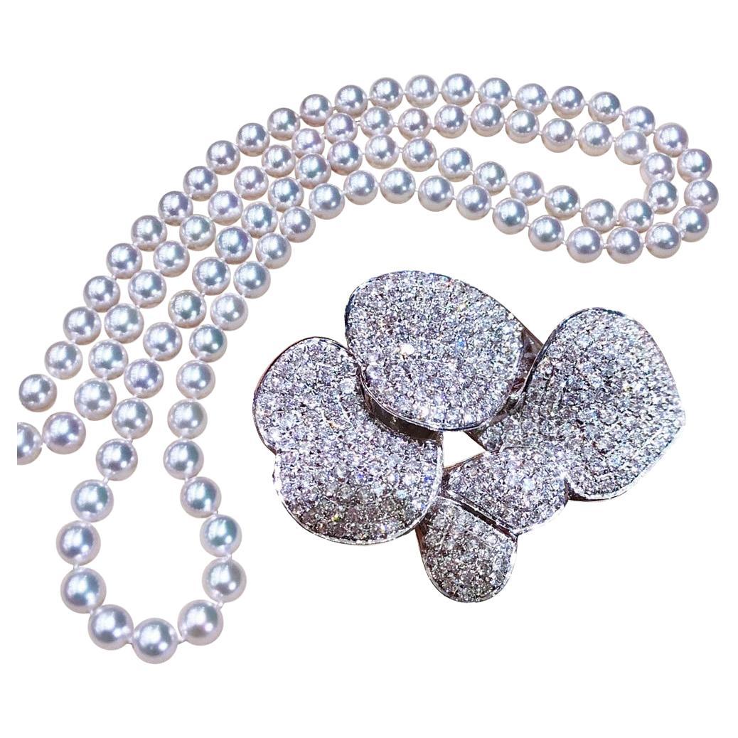 【Lustre Arco】Bloom-Corazón Aurora AAA Collar Convertible Perla Akoya Diamante