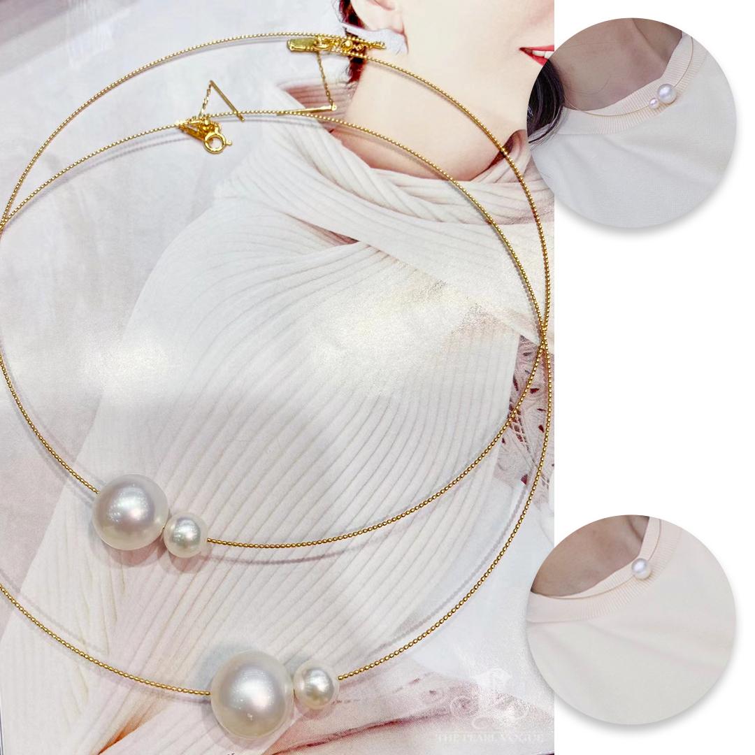 Uncut 【Sculpted Geometry】Convertible Dual-Float South Sea & Akoya Pearl Choker For Sale