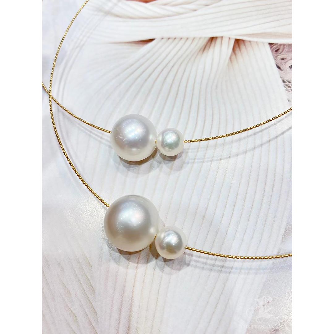 【Sculpted Geometry】Convertible Dual-Float South Sea & Akoya Pearl Choker For Sale 1