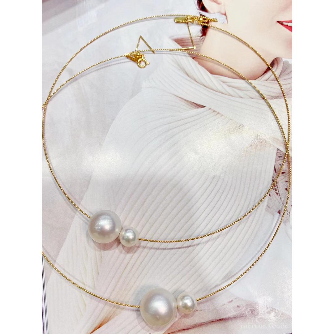 【Sculpted Geometry】Convertible Dual-Float South Sea & Akoya Pearl Choker For Sale 2