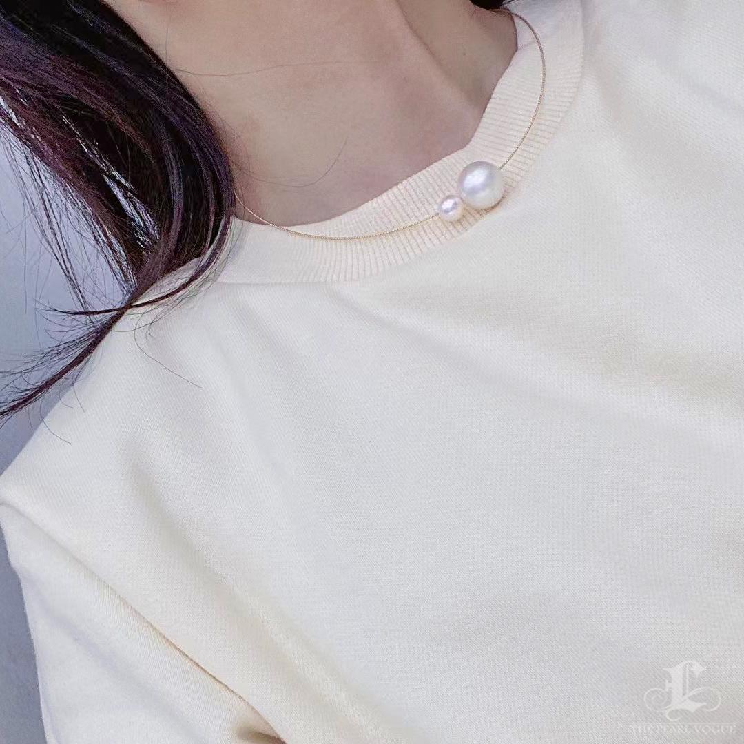【Sculpted Geometry】Convertible Dual-Float South Sea & Akoya Pearl Choker For Sale 4