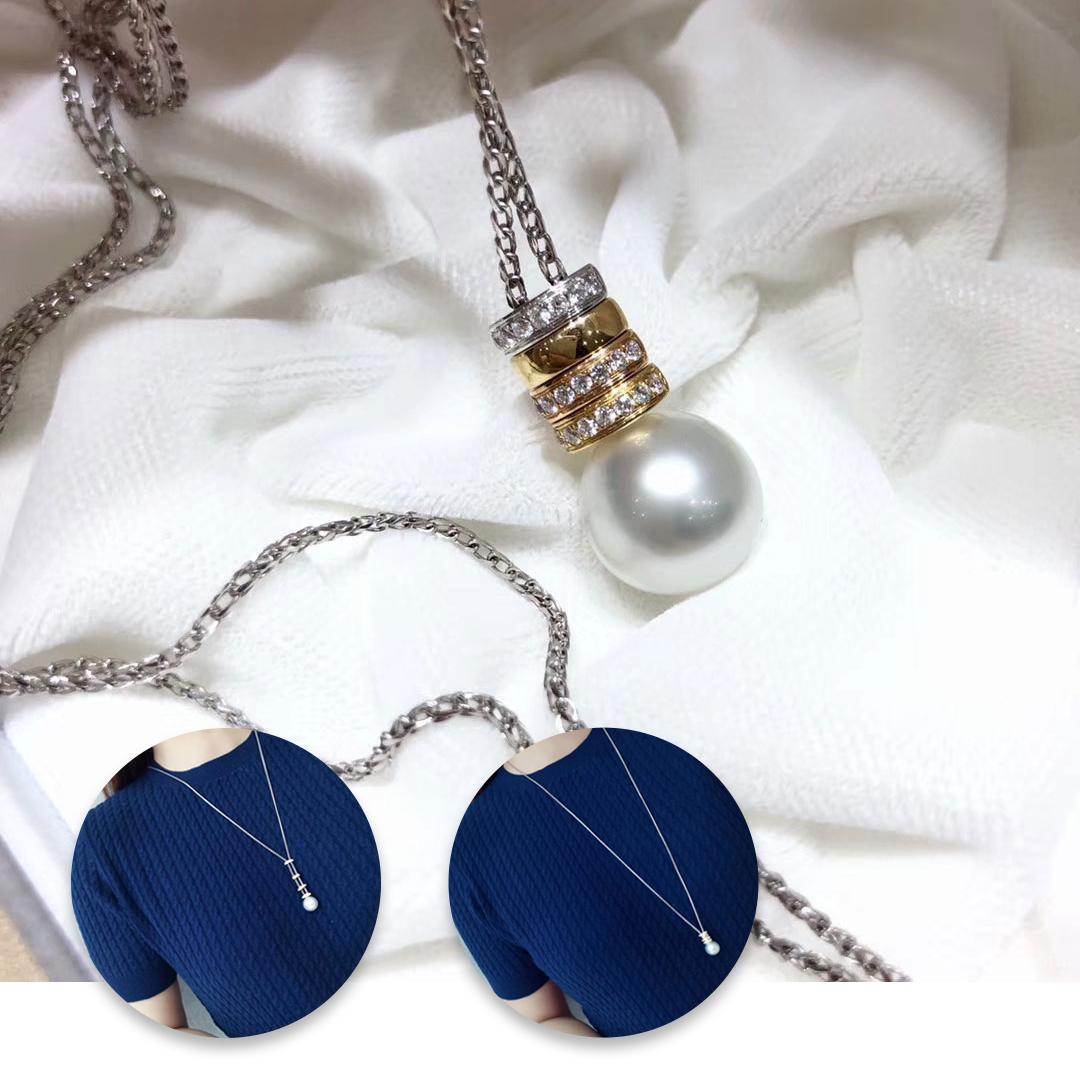 Uncut 【Lustre Arc】Convertible Tricolor Y-Drop South Sea Pearl Diamond Necklace For Sale
