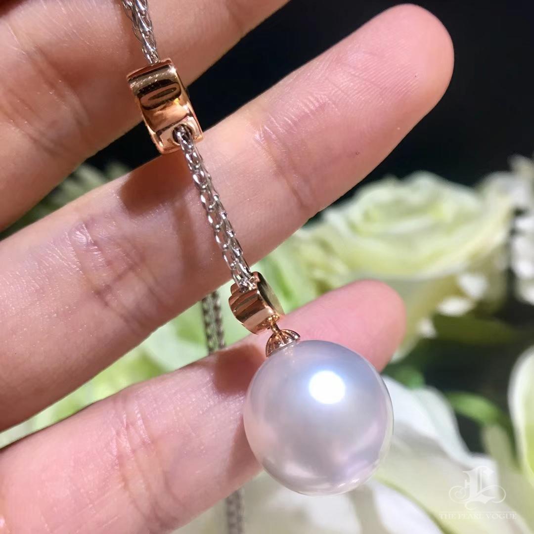 De las mujeres 【Lustre Arc】Doble Corazón-Línea Aurora Collar Colgante de Perlas del Mar del Sur en venta