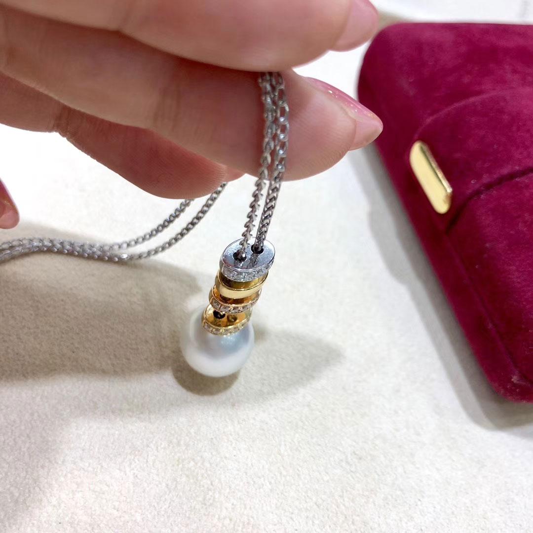 【Lustre Arc】Convertible Tricolor Y-Drop South Sea Pearl Diamond Necklace For Sale 1