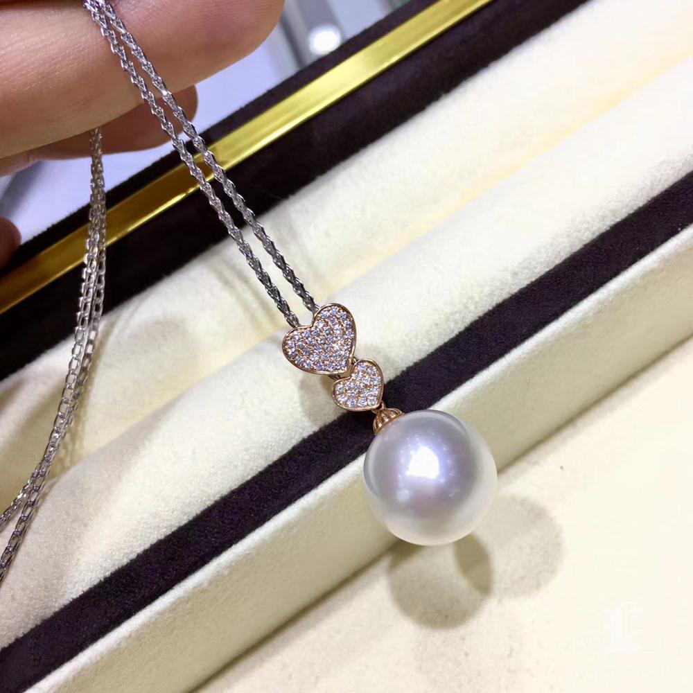 【Lustre Arc】Doble Corazón-Línea Aurora Collar Colgante de Perlas del Mar del Sur en venta 2