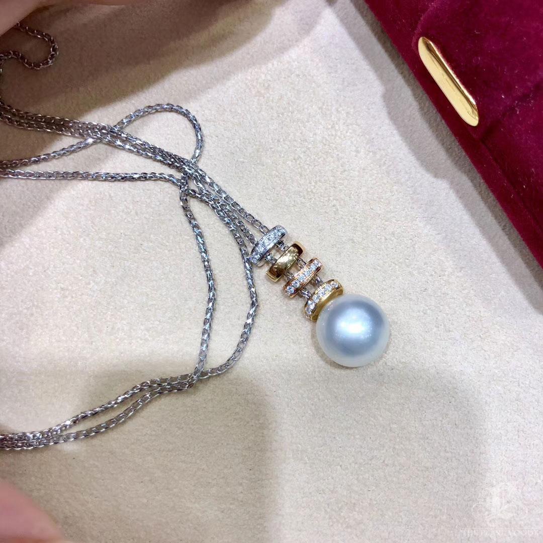 【Lustre Arc】Convertible Tricolor Y-Drop South Sea Pearl Diamond Necklace For Sale 2