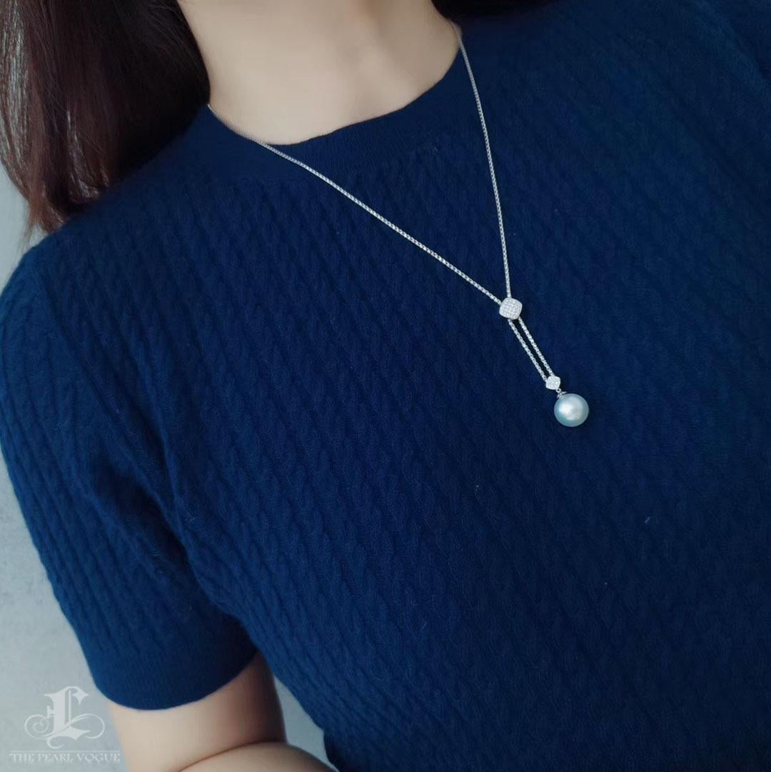 【Lustre Arc】Convertible Y-Line Aurora Perle des mers du Sud Pendentif Diamant en vente 3