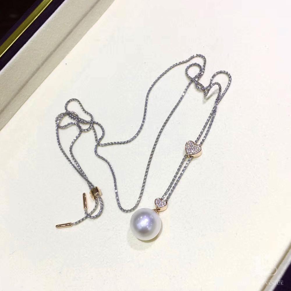 【Lustre Arc】Doble Corazón-Línea Aurora Collar Colgante de Perlas del Mar del Sur en venta 4