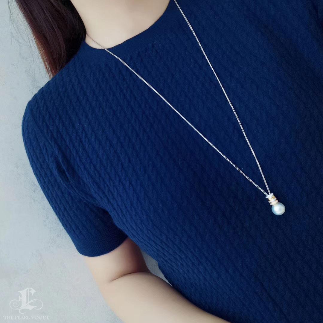 【Lustre Arc】Convertible Tricolor Y-Drop South Sea Pearl Diamond Necklace For Sale 4
