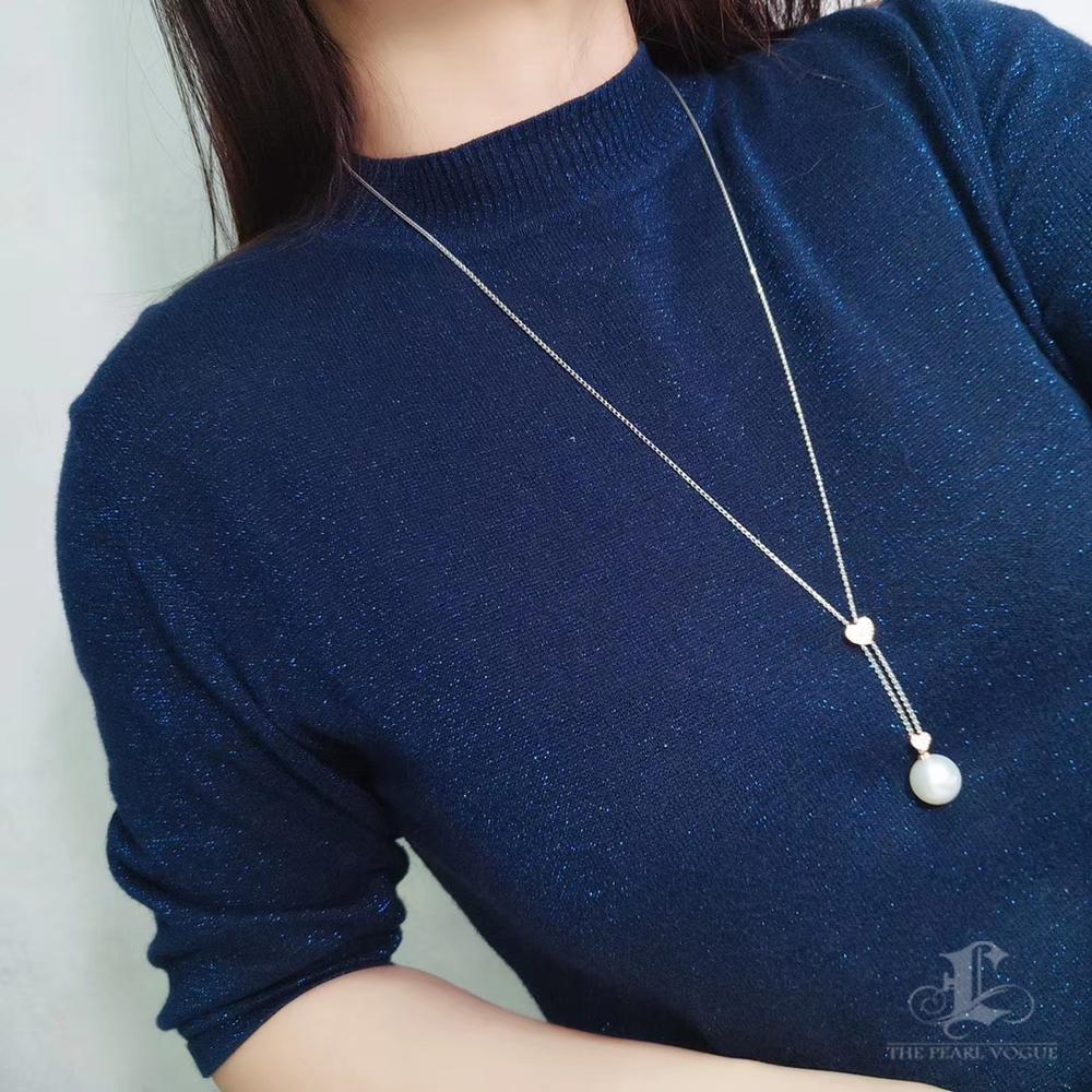 【Lustre Arc】Doble Corazón-Línea Aurora Collar Colgante de Perlas del Mar del Sur en venta 5