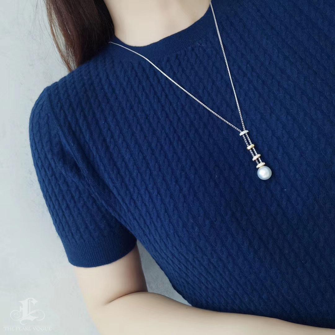 【Lustre Arc】Convertible Tricolor Y-Drop South Sea Pearl Diamond Necklace For Sale 5