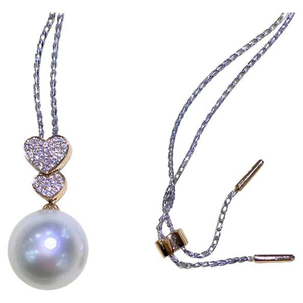 【Lustre Arc】Double Heart-Line Aurora South Sea Pearl Pendant Necklace