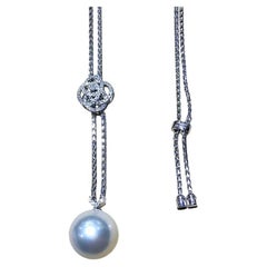 【Lustre Arc】Adjustable Knot Aurora AAAA South Sea Pearl Diamond Y Necklace