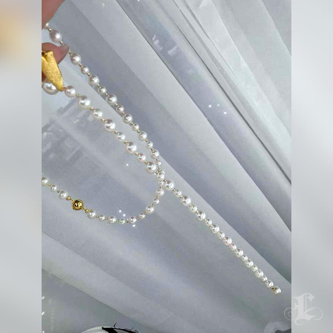 Set di collana e bracciale convertibile con perle Aurora Akoya (lunghezza totale 70 cm) In condizioni Nuovo in vendita a New York, NY